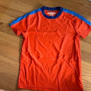 crewcuts FactoryKids Rashguard Short Sleeve Swim - Orange with Blue Trim UPF50+